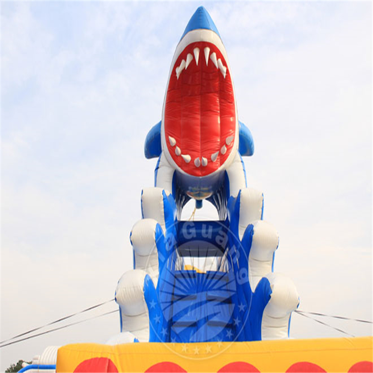 儋州充气大鲨鱼水滑梯